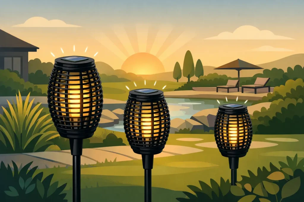 Solar tuinlamp zwart rotan voor elke tuin