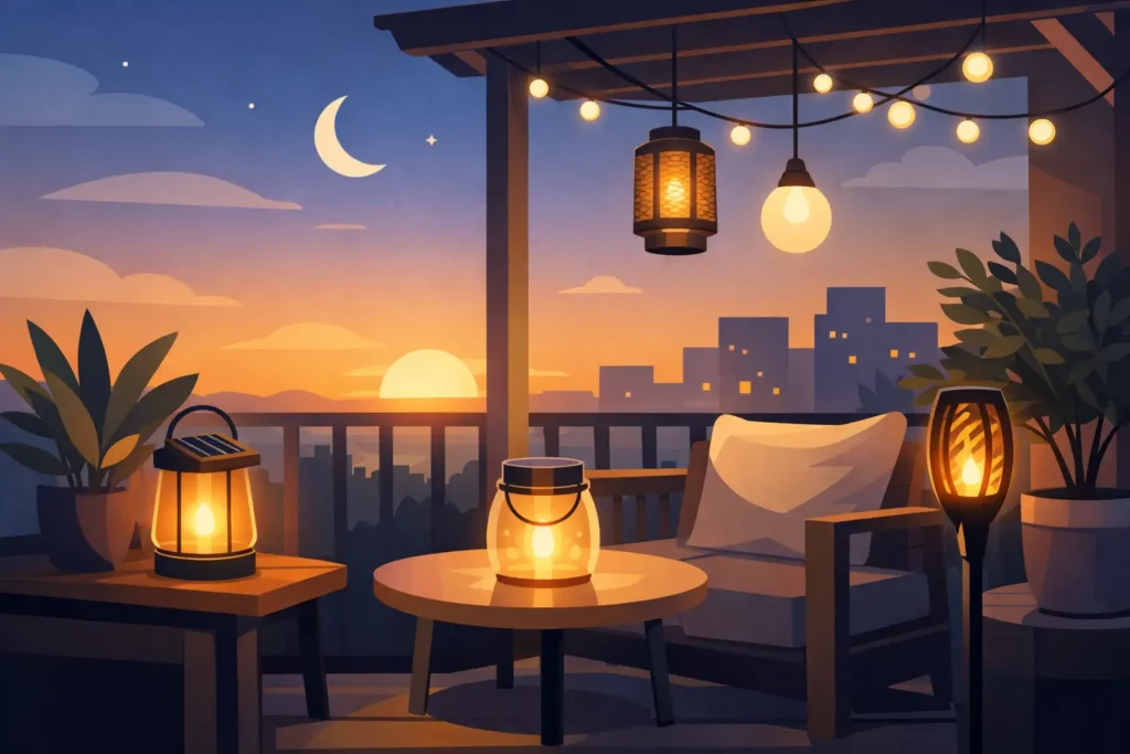 Solar lamp voor balkon sfeer kiezen