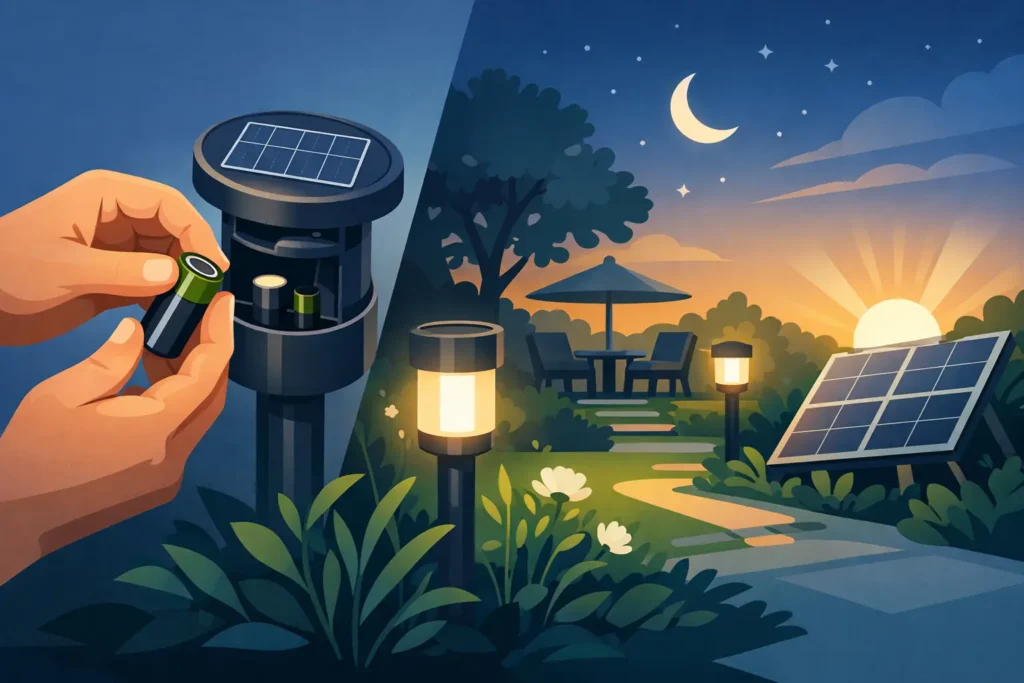 Solar batterij vervangen voor meer licht in de tuin